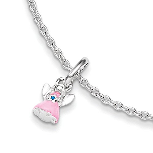 .925 Sterling Silver Childrens Enameled with 1.5 inch Extension Princess Bracelet 5.50 inches .925 Sterling Silver Childrens Enameled with 1.5 inch Extension Princess Bracelet 5.50 inches